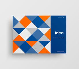 Creative business presentation vector A4 horizontal orientation front page mock up. Modern corporate report cover abstract geometric illustration design layout. Company identity brochure template.