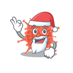 Orthocoronavirinae in Santa cartoon character design showing ok finger