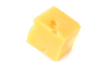 piece of cheese isolated on white background. top view