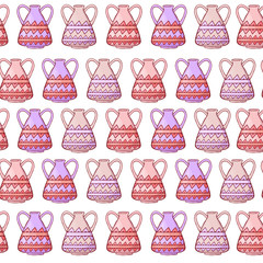  seamless pattern. multi-colored jugs. vector