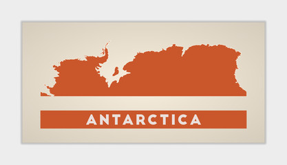 Antarctica poster. Map of the country with colorful regions. Shape of Antarctica with country name. Creative vector illustration.