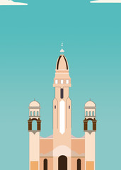 Flat Illustration. Awesome city view on Capital city building, Caracas. Enjoy the travel. Around the world. Quality vector poster. Venezuela.