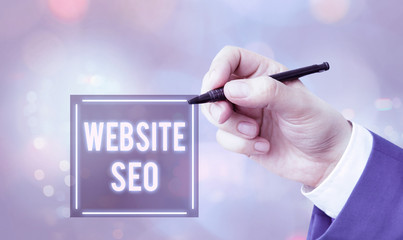 Conceptual hand writing showing Website Seo. Concept meaning tactics used to increase the amount of...