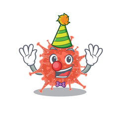 Cute and Funny Clown orthocoronavirinae cartoon character mascot style