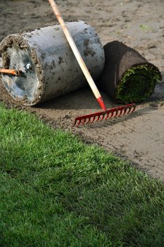 Rollrasen Verlegen - Turf laying