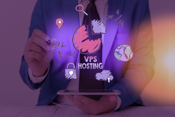 Conceptual hand writing showing Vps Hosting. Concept meaning mimics a dedicated server within a...