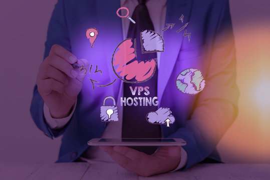 Conceptual Hand Writing Showing Vps Hosting. Concept Meaning Mimics A Dedicated Server Within A Shared Hosting Environment