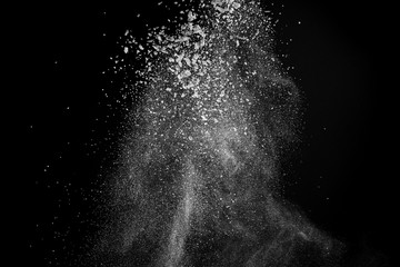Gorgeous white powder pattern isolated on black background