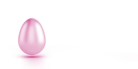 Pink easter egg on white background