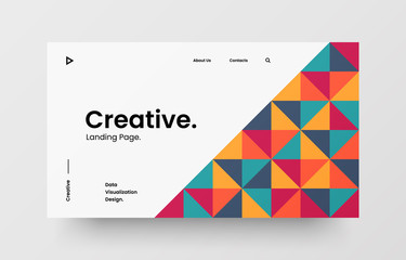 Creative horizontal website screen part for responsive web design project development. Abstract geometric pattern banner layout mock up. Corporate landing page block vector illustration template.