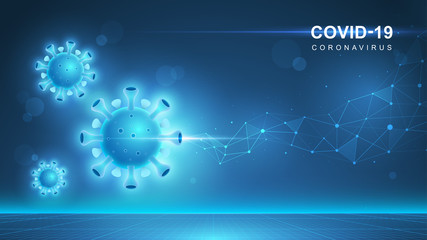 Coronavirus COVID-19. Coronavirus outbreak and coronaviruses influenza background. COVID-19 Virus. Virus attack on earth. Vector Illustration.