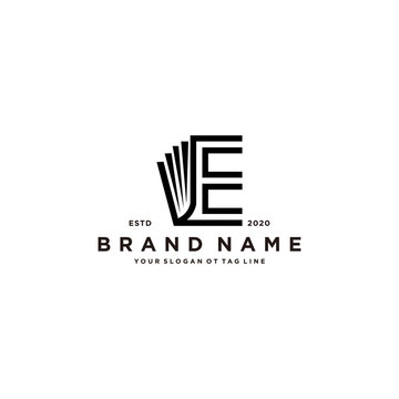 Letter E And Book Logo Design Vector