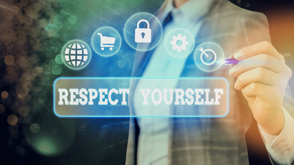 Word writing text Respect Yourself. Business photo showcasing believing that you good and worthy...