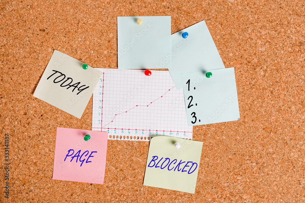 Fototapete handwriting text page blocked. conceptual photo users are prevented from being accessed or used the 