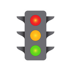 Traffic light icon, semaphore icon, stop light and road navigation sign, color isolated on white background, vector illustration.