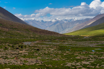 Summer season in Leh at high mountain pass, Himalaya mountain range in north India