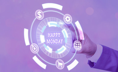 Conceptual hand writing showing Happy Monday. Concept meaning telling that demonstrating order to...