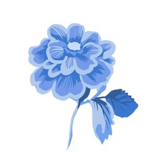 Stylized motif flower isolated on the white background. Peony. Vector illustration for greeting, wedding, floral design. Ornate. Indigo, blue