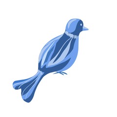 Stylized motif bird isolated on the white background. Vector illustration for greeting, wedding, pattern design. Ornate. Indigo, blue, dark blue