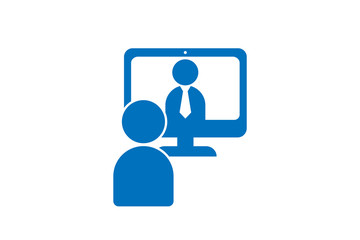 Video communication icon vector, Video conference icon vector blue version