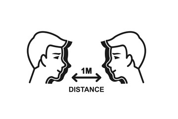 Social Distancing icon,Keep distance sign. Coronovirus epidemic protective equipment. Preventive measures. Steps to protect yourself. Keep the 1 meter distance. Vector illustration.