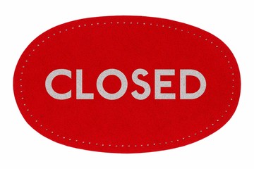 Closed sign isolated over white