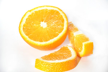 slice of orange on white background