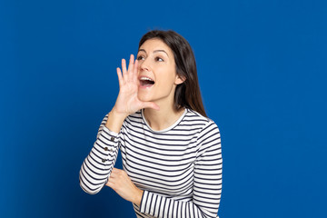 Fototapeta premium Attractive young girl wearing a striped T-shirt