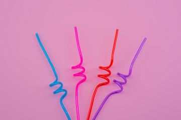 Obraz premium Props for party. Party accessories on the pink background. tubules