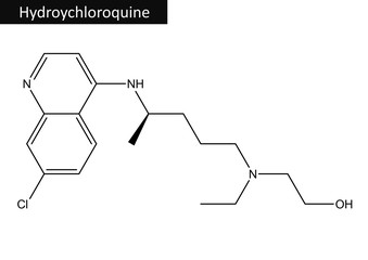 Molecular structure of hydroxychloroquine (Plaquenil), 3D rendering
