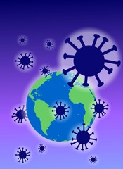 An illustration of the plague virus spreading on Earth.