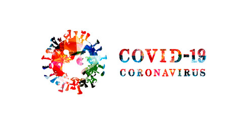 Coronavirus, COVID-19 microbe symbol isolated vector illustartion. Pathogen respiratory infection coronavirus prevention web banner, COVID -19 influenza pandemic poster background