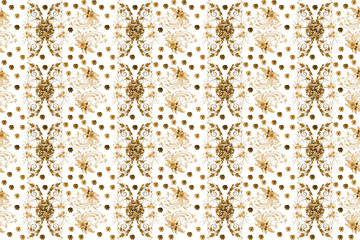 Fototapeta na wymiar Golden seamless pattern, perfect for textiles, wallpapers, gifts, backgrounds and so on.