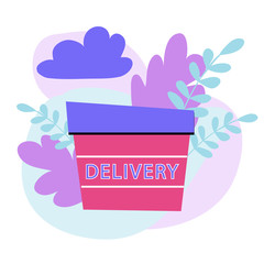 Stock vector illustration with a box delivery on a white background. Coronovirus concept. Epidemic disease concept