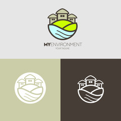 Green ecology vector logo illustration.Good for nature atmosphere, green apartment and any resident logo.