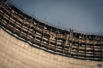 Cooling tower at abandoned construction site of blocks 5 and 6 of the Chernobyl nuclear power plant