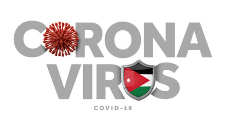 Jordan coronavirus concept with microbe and shield. 3D Render