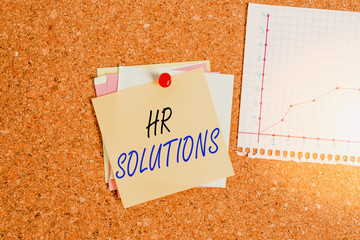 Writing note showing Hr Solutions. Business concept for all the technology businesses use to manage...