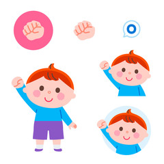 Hand sign illustration Set Vector Cute Boy