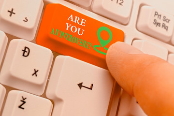 Text sign showing Are You An Introvertquestion. Business photo text demonstrating who tends to turn...