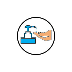 Antibacterial hand sanitizer, disinfection  icon in flat design isolated