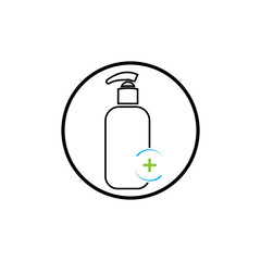 Antibacterial hand sanitizer, disinfection  icon in flat design isolated