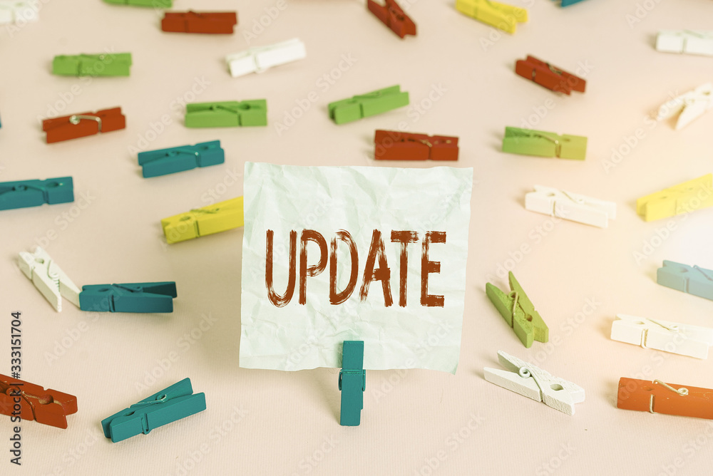 Poster writing note showing update. business concept for make something more modern or up to date like soft
