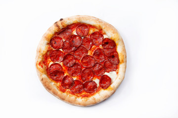 pepperoni pizza on a white