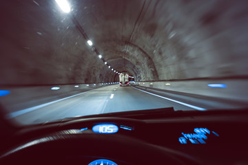 Driving inside a tunnel form driver's point of view