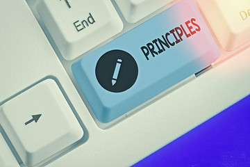 Word writing text Principles. Business photo showcasing fundamental truth that serves as the base...