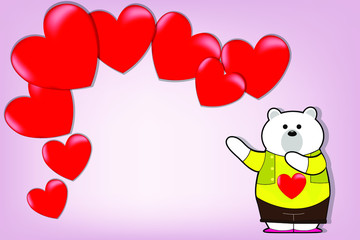 valentines day card with hearts