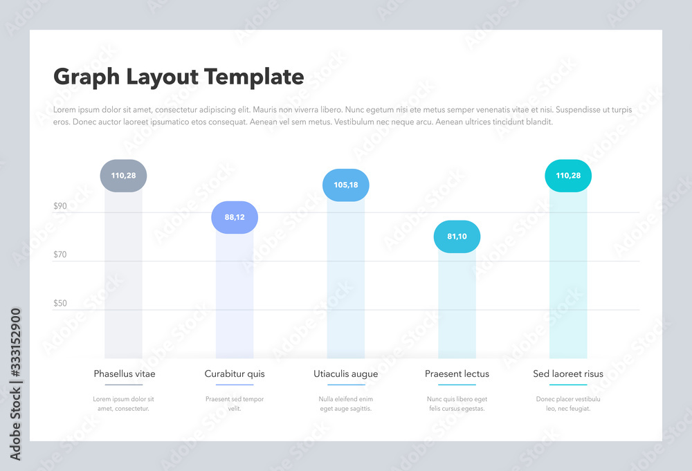 Poster Modern business graph layout template with place for your content. Flat design, easy to use for your website or presentation.