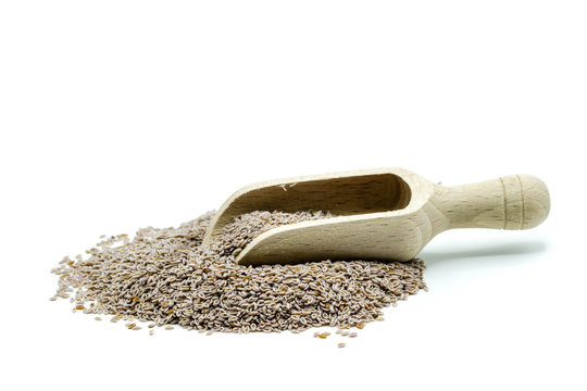 Flohsamen isoliert auf wei&szlig;em Hintergrund