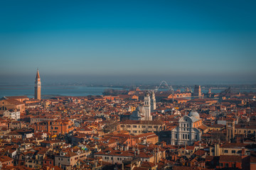 Fototapeta na wymiar VENICE, VENETO / ITALY - DECEMBER 26 2019: Venice view from the top